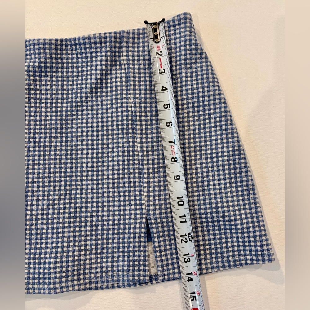 American Eagle Gingham Skort Plaid Navy White Checkered Mini Skirt Shorts Large - Picture 2 of 9
